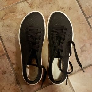 Crocs rubber sneakers.